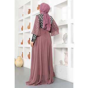 Vestido de Noche de Gasa con Volantes, Largo hasta el Suelo, Corte A, Cintura Imperio, Sencillo, para Fiesta, Talla XL, Liso Teñido, Floral - Product Image 5