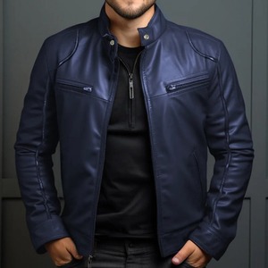 Nouveau automne et hiver couture conception veste en cuir de haute qualité américain rétro haute rue mode veste décontractée hommes - Product Image 4