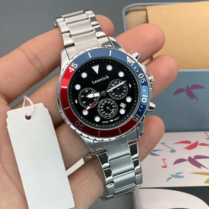 F-S Erkek Basit Para Saati Kronograf Gece Tarih Safir Kristal İbreli 22mm Paslanmaz Çelik Kordonlu Su Geçirmez Quartz - Product Image 1