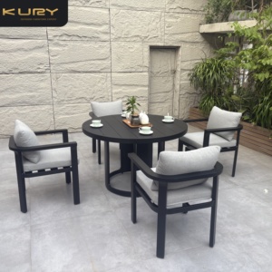 Ensemble de meubles de terrasse <span class=keywords><strong>vintage</strong></span> en aluminium, design élégant, 5 pièces, <span class=keywords><strong>table</strong></span> ronde de <span class=keywords><strong>bistrot</strong></span>, chaises de patio, meubles d'extérieur - Product Image 3