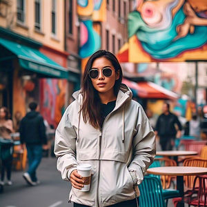 เสื้อแจ็กเก็ตกันฝนสำหรับผู้หญิง, เสื้อกันลมมีฮู้ดน้ำหนักเบามีซิปสำหรับฤดูหนาว - Product Image 3