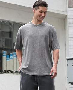 เสื้อยืดวินเทจสำหรับผู้ชายเสื้อลำลองแขนสั้นทรงหลวมไซส์ใหญ่เสื้อยืดลายทึบ - Product Image 4