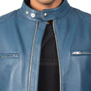 سترة رجالية من الجلد الطبيعي للخريف والشتاء بياقة قائمة على طراز الشارع العالي أفضل جودة وأكمام طويلة قابلة للتخصيص - Product Image 4