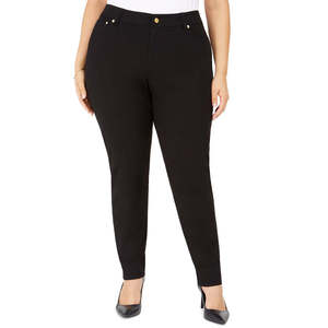 Pantaloni a Vita Alta da Donna Michael Kors, Taglia Grande, Modello Pencil, Neri, Taglia 18W - Product Image 1