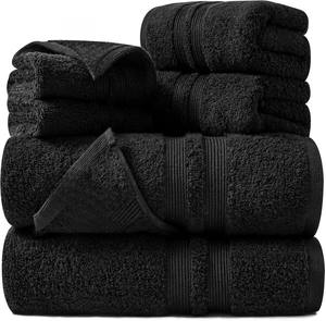 High Quality 100% Cotton Bath <b>Towel</b> Set Quick-Dry Woven Luxury Five Star Hotel Style for Unisex <b>Black</b> Color - Product Image 1