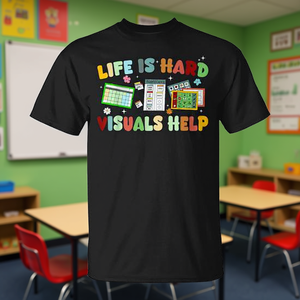 T-shirt Sped Special Education Teacher Relief con 'Life Is Hard Visuals' per una comunicazione efficace - Product Image 3