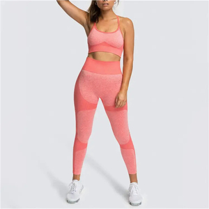 Women's Leggings Sports Bra Yoga Sportswear Pants Women Fitness Wear Crop <b>Top</b> Active Tight Seamless Gym Fitness Set OEM - Product Image 3
