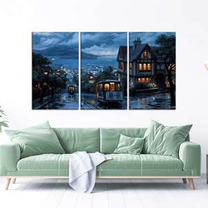 Toile imprimée Paysage urbain d'Istanbul : Œuvre d'art urbaine turque, LOT DE 3 TOILES - Product Image 1