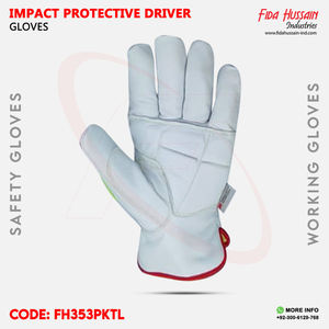 Gants de sécurité pour conducteur à percussion Conception de pouce trapézoïdal avec caoutchouc thermoplastique (TPR) Gants de conduite anti-impact en cuir de chèvre - Product Image 3