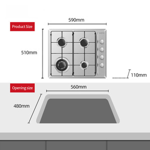 Cuisinière à gaz commerciale encastrable quatre brûleurs en acier inoxydable, à économie d'énergie, pour usage extérieur, hôtelier et domestique, vente en gros - Product Image 2