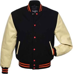 Varsity Letterman Faux cuir manches coton mélangé imperméable hiver Varsity Jacket CollegeBaseballjacket pour hommes - Product Image 1