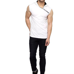 Nouveau design – Sweat à capuche sans manches pour homme en tissu éponge 100 % coton, impression personnalisée, séchage rapide, style streetwear estival, uni, pour l'extérieur - Product Image 3