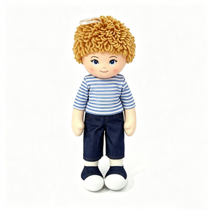 customized Boy fabric doll, plush Curly blonde hair boy <b>stuffed</b> doll, <b>Soft</b> boy rag doll, Striped shirt boy plush <b>toy</b> - Product Image 5