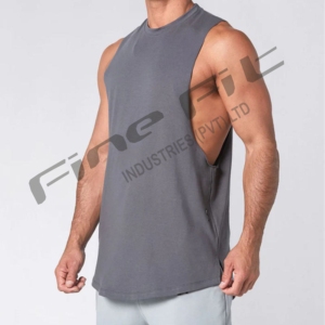 Camiseta sin mangas de punto personalizada para gimnasio, camiseta de poliéster/algodón con músculos, transpirable, sin mangas, para entrenamiento - Product Image 2