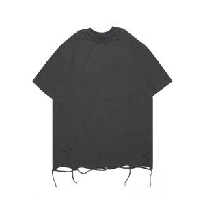 T-shirts vierges de qualité pour hommes, effet vieilli, nouveau design, coupe oversize, épaules tombantes, personnalisables avec logo - Product Image 2