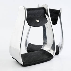 Étriers d'équitation équestres professionnels Étriers en cuir occidental Corde en aluminium Étriers coudés Cloche d'équitation en aluminium - Product Image 3