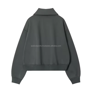 Sudadera con Capucha de Alta Calidad con Cierre de 1/4 para Hombre, Logotipo Personalizado con Impresión de Espuma, Color Sólido, Invierno, 100% Algodón, Felpa Gruesa - Product Image 6