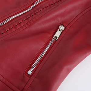 Chaqueta de invierno de cuero genuino de longitud media para mujer, cremallera recortada, bordado de camuflaje, ropa de calle para motocicleta, estilo para exteriores - Product Image 6