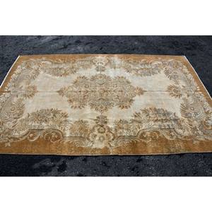 Clásico Beige Marrón 5,4X8,8 pies Vintage Alfombra turca Patchwork Lana Faux Rabbit Fur Látex Rectángulo Pasillo para uso en la cabecera - Product Image 4