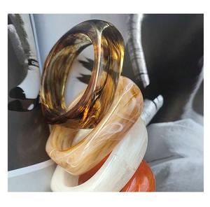 New Arrival 2025 Resin Cuff <b>Bangle</b> <b>Bracelet</b> Ivory Color Resin With Multi Gemstone <b>Bangle</b> Stacking Handmade - Product Image 6