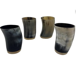 Juego de cuerno para beber vikingo pulido de primera calidad, cuerno de buey de vaca de búfalo Natural de cristal corto, Ágata texturizada, estilo Animal, artesanías naturales - Product Image 4