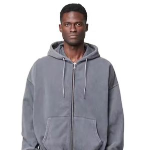 Sudaderas con Capucha y Cremallera Completa, Lavadas con Ácido, con Estampado de Letras, Felpa Francesa Estadounidense, 370 gramos, Lavadas a la Piedra, Costura Personalizada, 100% Algodón, Impermeables - Product Image 5