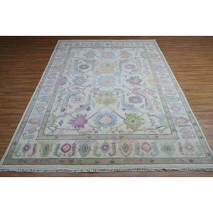Tapis noué à la main coloré Oushak laine paillasson fané Oushak brillant tissé à la main organique Boho produit en vrac - Product Image 1