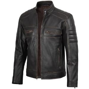 Veste de moto en cuir d'agneau pour homme au look vintage sensation de luxe avec un savoir-faire intemporel et un attrait élégant - Product Image 3