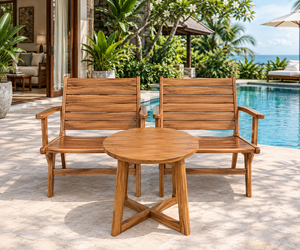 <b>Wooden</b> Garden Chair Patio Lounge Seat Outdoor <b>Armchair</b> Slatted Back Leisure Furniture for Poolside Veranda - Product Image 3