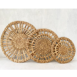 Manteles de mesa con pajitas trenzadas tejidas Vintage, manteles individuales redondos de jacinto de agua, decoración de pared Natural, artículos para el hogar en embalaje de cartón - Product Image 5