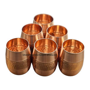 Vintage Style Pure Copper <b>Glass</b> <b>Set</b> Hammered Finish <b>Tumblers</b> for Water Juice or Whiskey Classic Indian Design In More Design - Product Image 3