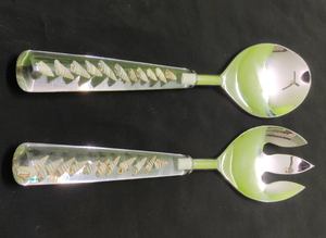 Ensemble de cuillères à salade 2 pièces de haute qualité en acier inoxydable clair Turquoise époxy vadrouille résine métal mesure cuillères à miel - Product Image 5