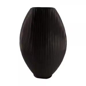 Jarrón de diseño de patrón lineal de Metal negro, acento decorativo elegante, perfecto para sala de estar, mesa de comedor y estilo moderno para el hogar - Product Image 5