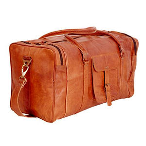 Sac de voyage week-end élégant en cuir véritable 20-35L, personnalisable, décontracté, pliable, avec sangle réglable et fermeture éclair, pour usage quotidien et tendance - Product Image 5