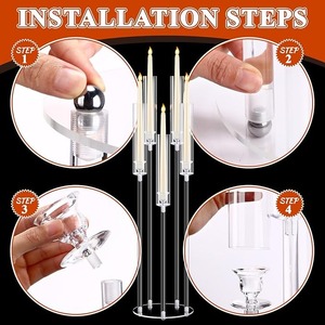 เชิงเทียนอะคริลิคใสแบบคริสตัล 5 แขน พร้อมโคมอะคริลิคสำหรับงานแต่งงาน งานเลี้ยงอาหารค่ำ - Product Image 3