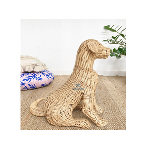 Estatua de Perro Sentado Tejida a Mano con Hierba Marina, Escultura, Figurita, Decoración del Hogar, Regalo Decorativo Hecho a Mano, Obra de Arte, Cachorro Adorable - Product Image 2