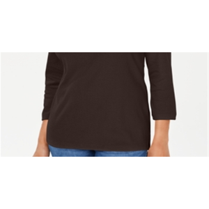 Camicia da Ufficio Karen Scott per Donna con Motivo Floreale in Cotone, Collo a Scialle e Bottoni, Colore Cioccolato, Disponibile nelle Taglie XL e 4XL - Product Image 3