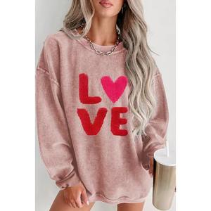 Vente en gros OEM ODM Sweat-shirt col rond surdimensionné brodé de paillettes vierge personnalisé pour la Saint-Valentin en tricot côtelé - Product Image 1