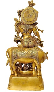 คริชนาเมอร์ติทองเหลืองขนาดเล็กสำหรับโต๊ะทำงานหรือแผงหน้าปัดรถยนต์ส่งออกสินค้าจากอินเดีย - Product Image 3