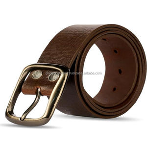 Ceinture décontractée en cuir marron de haute qualité pour hommes avec boucle en alliage sans zinc à une broche de style vintage dans des tailles personnalisées à bas prix - Product Image 4
