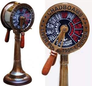 24 "Personnalisé Telegraph En Laiton Vintage Thème Nautique À La Main Base En Bois Fabricant Indien Vente pour L'artisanat En Métal Parfait - Product Image 3