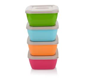 Homeware Sigma 500 Juego de cuencos de plástico sin BPA irrompible para microondas Apto para lavavajillas 4 piezas 650 ml (Cian) - Product Image 5