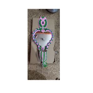 Décoration de Noël Miroir mural en macramé en forme de coeur Looks décoratifs et tendance Finition naturelle Couleur et design attrayants - Product Image 1