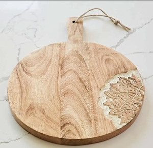 Planche à découper en bois d'acacia avec poignée, planches à découper pour la viande, les légumes, bloc à charcuterie de cuisine en provenance d'Inde - Product Image 1