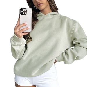 Sudadera con Capucha Informal para Mujer, Tejida a Mano, 100% Algodón, con Estampado por Descarga, Insignia Frontal, Holgada, Ecológica - Product Image 4