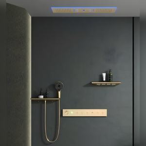 Système de douche thermostatique numérique LED en laiton, or antique, 6 fonctions, montage encastré, pluie, expédition mondiale, fabricant - Product Image 5