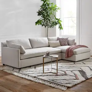 Ánh Sáng Sang Trọng Vải Sofa L Hình Dạng Cắt Thiết Kế Hiện Đại Phòng Khách Ghế Sofa Đồ Nội Thất Bằng Gỗ Khung