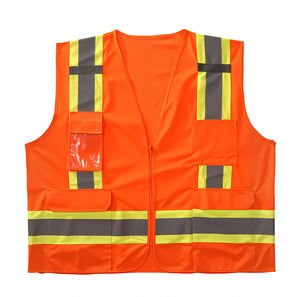 Hi Vis Vêtements de sécurité réfléchissants Gilet de sécurité en maille avec fermeture à glissière avant et plusieurs poches pour les travaux de construction - Product Image 1
