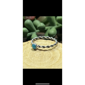 Navajo Handmade Kingman <b>Turquoise</b> Sterling Silver Statement Stacker <b>Ring</b> - Product Image 3