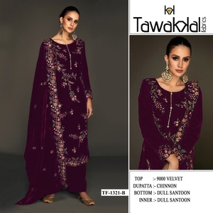 Velours occasionnel avec broderie Salwar Suit Femme Fabricant et fournisseur de mode de Surat - Product Image 4